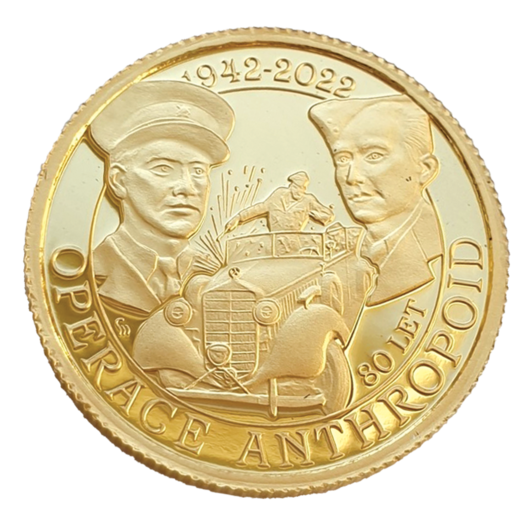 80 let – Operace Anthropoid, zlatá pamětní medaile, 1/10 oz