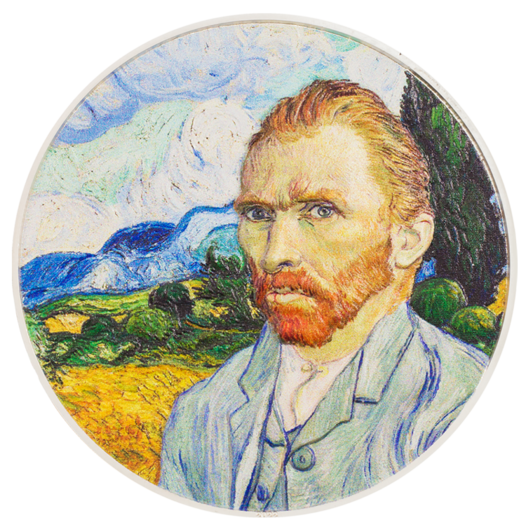 Vincent van Gogh stříbrná mince ve vysokém reliéfu