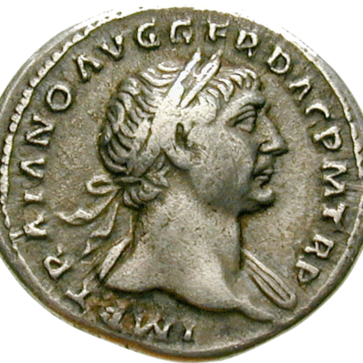 Stříbrný denár císaře  Trajána, originální historická stříbrná mince