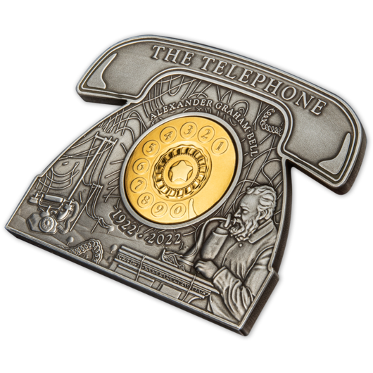 Alexander Graham Bell – stříbrná mince 3 oz avers