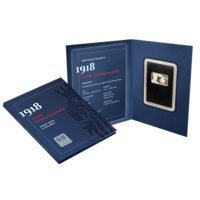 Stříbrná cihlička 1918 - Vznik Československa + certifikát + sběratelské album s hologramem