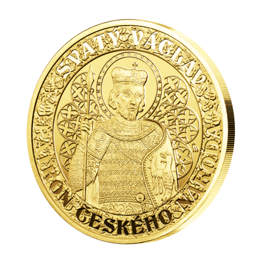 Svatý Václav - pamětní medaile zušlechtěná ryzím zlatem + certifikát + obrazová reprodukce