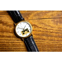 Luxusní pánské hodinky s cihličkou z ryzího zlata s motivem Koruny sv. Václava
