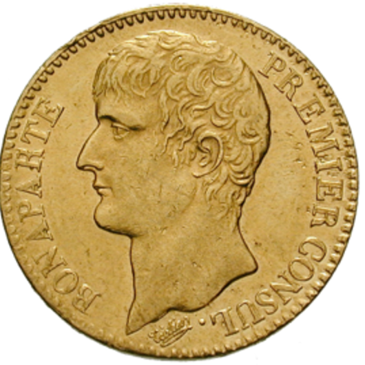 Napoleon Bonaparte -  Premier Consul, 40 frank, zlatá historická mince