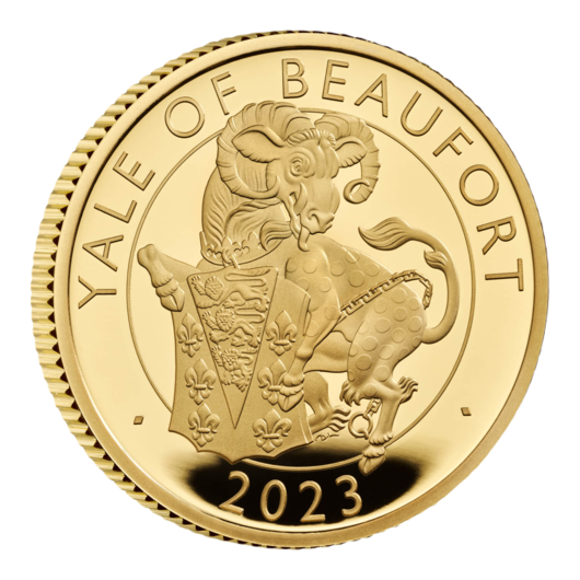 Královská Tudorovská zvířata – Yale z Beufortu, zlatá mince 1/4 oz, Proof