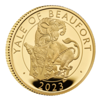 Královská Tudorovská zvířata – Yale z Beufortu, zlatá mince 1/4 oz, Proof
