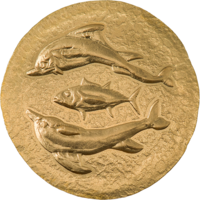 Antické Řecko – Delfíni a Tuňák (Cyzicus), zlatá pamětní mince
