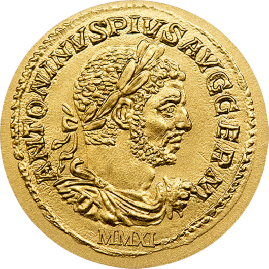 Obávaný vládce Antoninus Caracalla na zlaté minci