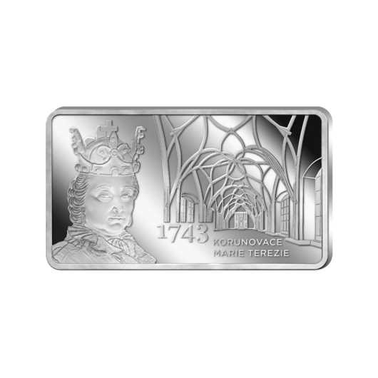 Stříbrná cihlička 1743 - 280. výročí korunovace Marie Terezie + certifikát + album s hologramem