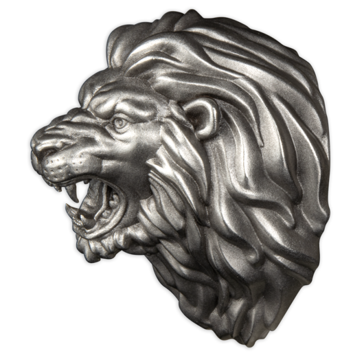 Majestátní lev - Národní symbol v ryzím stříbře, 3D