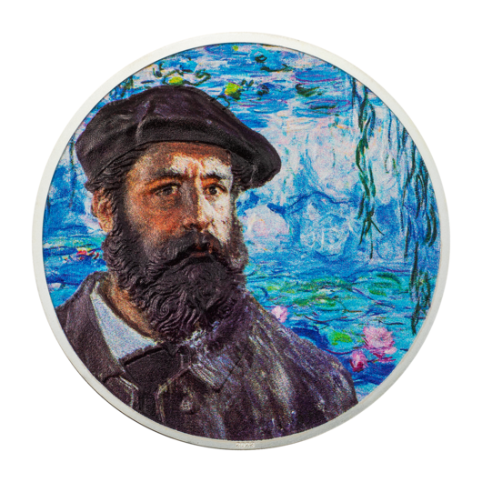 Claude Monet, stříbrná mince, 2 oz, Proof