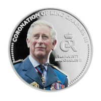 Sběratelská kolorovaná mince korunovace Karla III.