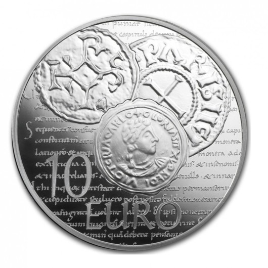 Denár Karla II. Holého, zakladatele Pařížské mincovny
