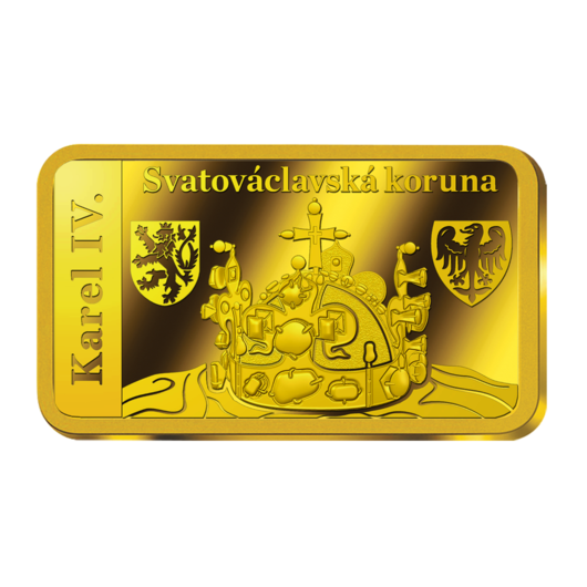Svatováclavská koruna na oficiální cihličce z ryzího zlata + DÁREK