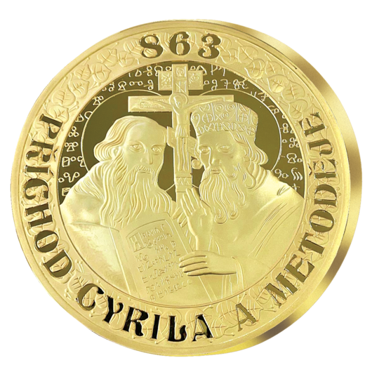 XXL pamětní medaile Cyril a Metoděj zušlechtěná ryzím zlatem