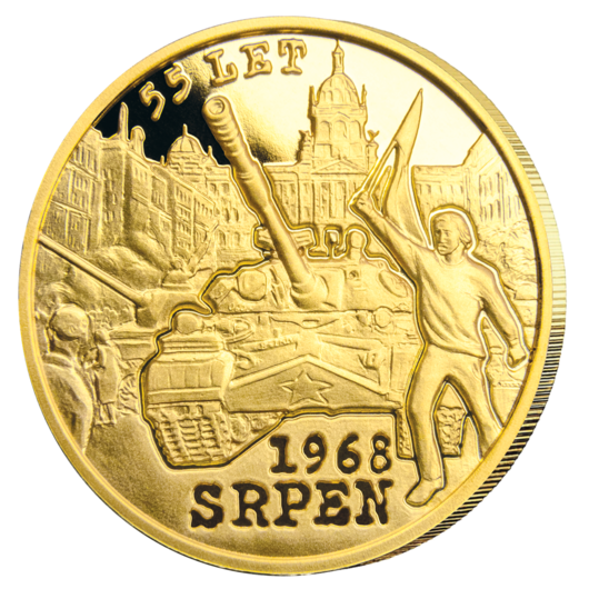 Srpen 1968 - zlatá pamětní ražba - 1/10 oz - Proof