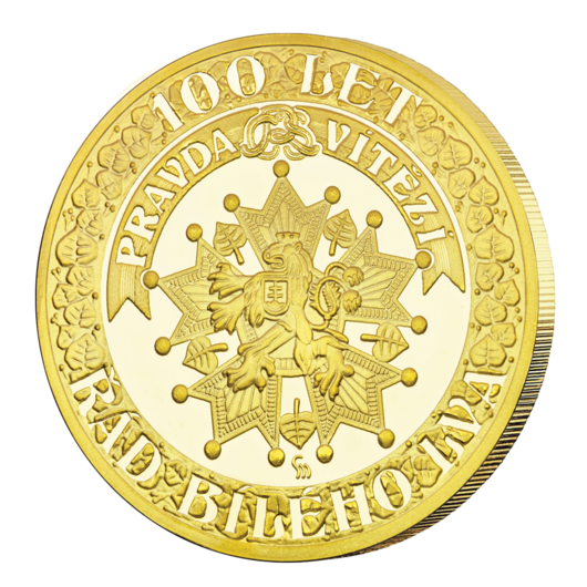 Řád bílého lva - 100 let - pamětní ražba zušlechtěná ryzím zlatem