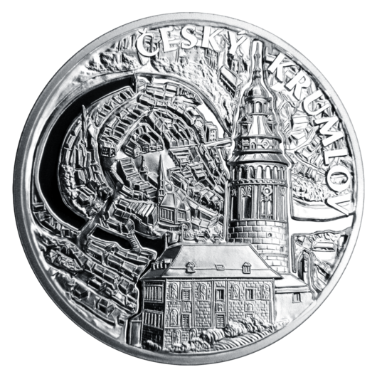 Exkluzivní stříbrná ražba s vysokým reliéfem - Český Krumlov, 1 oz