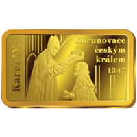 Život Karla IV. - sbírka 12 cihliček z ryzího zlata ve sběratelském albu