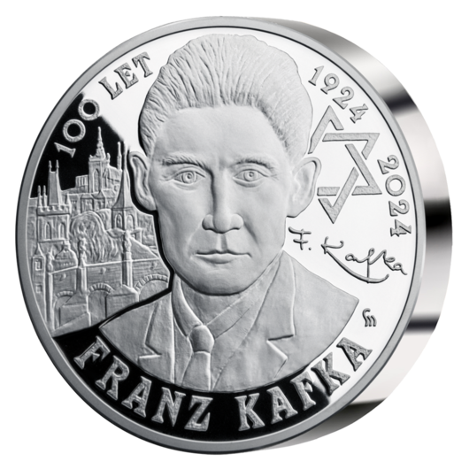 Franz Kafka 100 let, stříbrná pamětní ražba, 5 oz