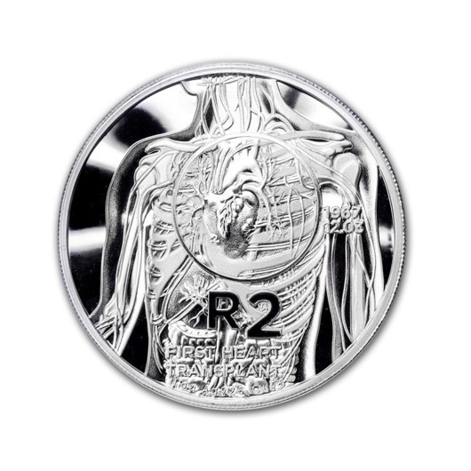 50. výročí první transplatace lidského srdce 1 oz stříbrná mince