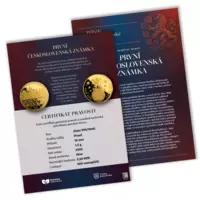 První československá známka - pamětní mince z ryzího zlata