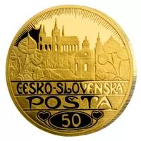 První československá známka - pamětní mince z ryzího zlata