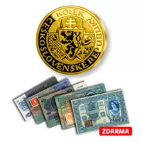Kolek československé republiky a První československá známka - pamětní mince z ryzího zlata, 2 x 1,2