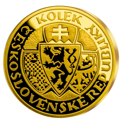 Kolek československé republiky - pamětní mince z ryzího zlata, 1,2 g, Proof