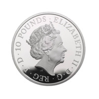 Lunární rok psa stříbrná mince 5 oz proof Velká Británie