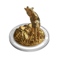 Majestátní vlk stříbrná mince 10 oz proof s pozlacením