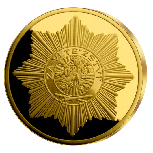 Československý vojenský řád Bílého lva „Za vítězství“ - pamětní mince z ryzího zlata