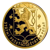 Řád Bílého lva a Státní pečeť - pamětní mince z ryzího zlata, 2 x 1,2