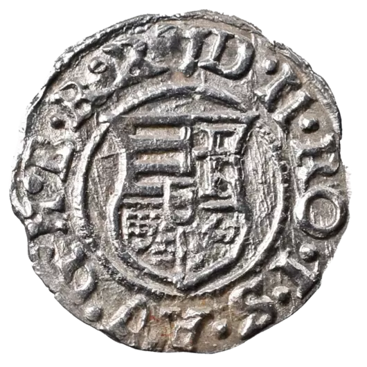 Denár Rudolfa II., stříbrná historická mince