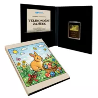 Velikonoční zajíček, pamětní mince v podobě cihličky z ryzího zlata