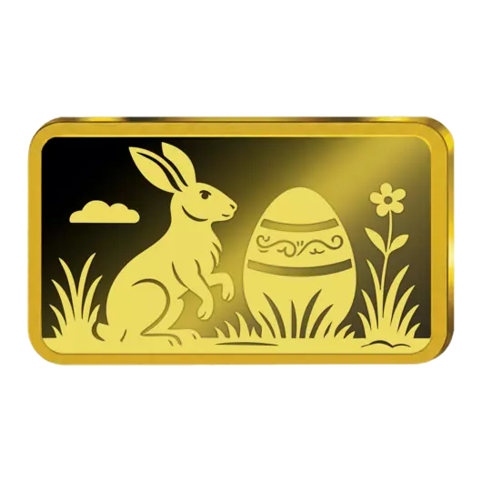 Zajíček pro štěstí pamětní mince v podobě cihličky z ryzího zlata