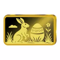 Zajíček pro štěstí pamětní mince v podobě cihličky z ryzího zlata