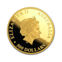 Zlatá mince Kangaroo s růžovým diamantem 2 oz proof