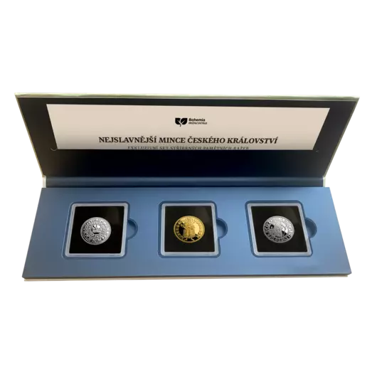 Nejslavnější mince českého království – set tří stříbrných pamětních ražeb