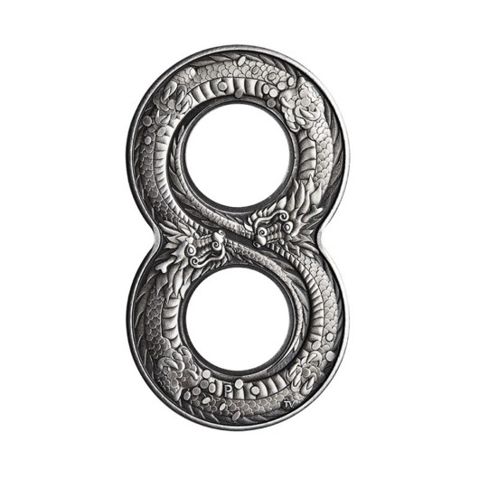 Kolekce - Čínský drak Osmička stříbrná mince  2 oz antique