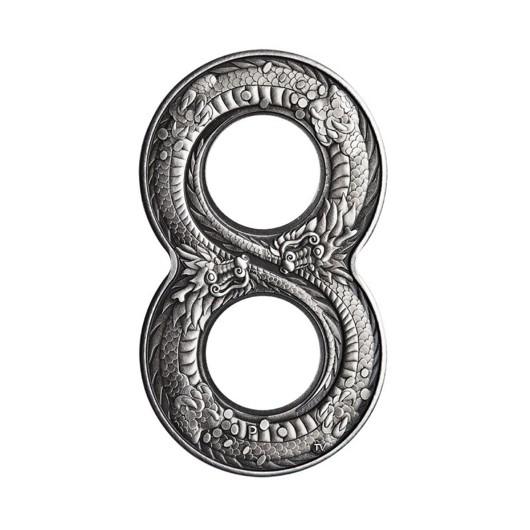 Kolekce - Čínský drak Osmička stříbrná mince  2 oz antique