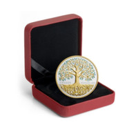 Strom života stříbrná mince 1 oz pozlacená kolorovaná