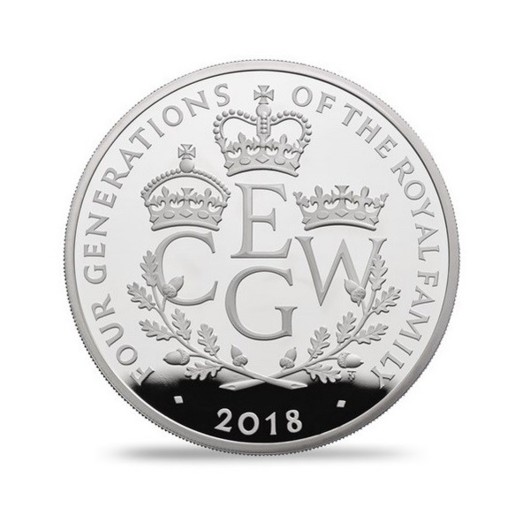 Čtyři generace britské královské rodiny stříbrná mince proof