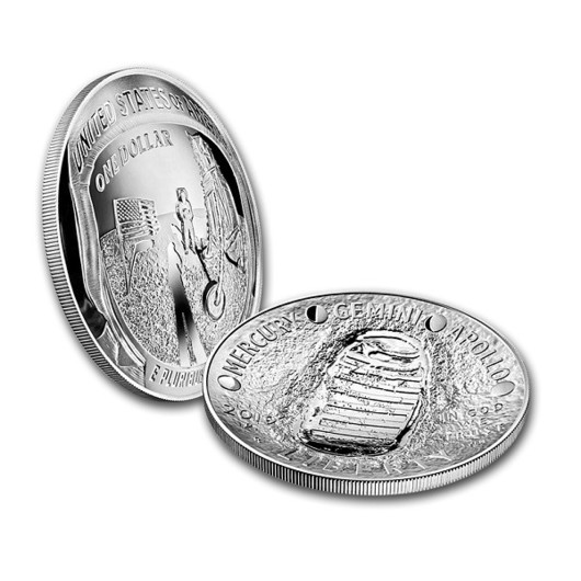 Apollo 11 - 50. výročí přistání na Měsíci stříbrná mince 5 oz Proof