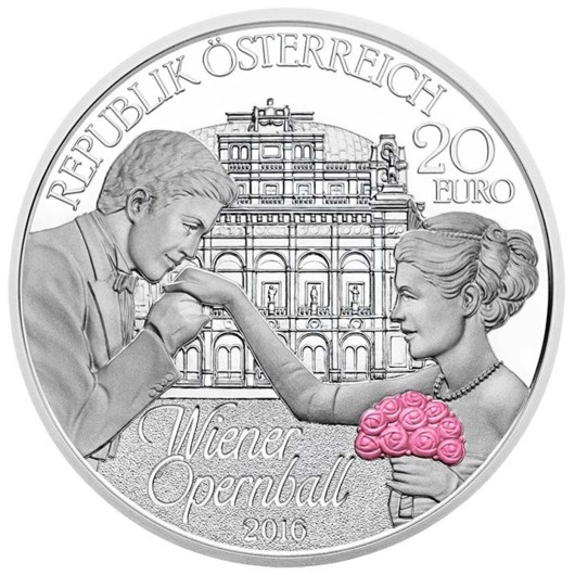 Vídeňský ples v opeře na stříbrné minci nejvyšší kvality