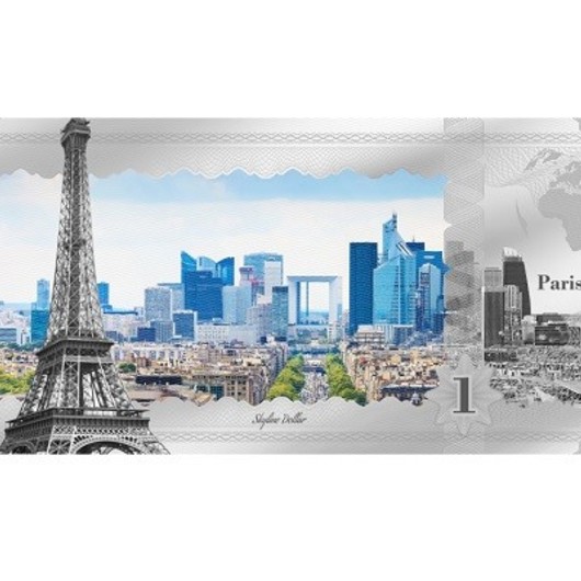 Skyline Dollar série - Panorama Paříže ve stříbře