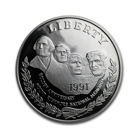 Americký dolar 1991 Mount Rushmore stříbrná mince proof