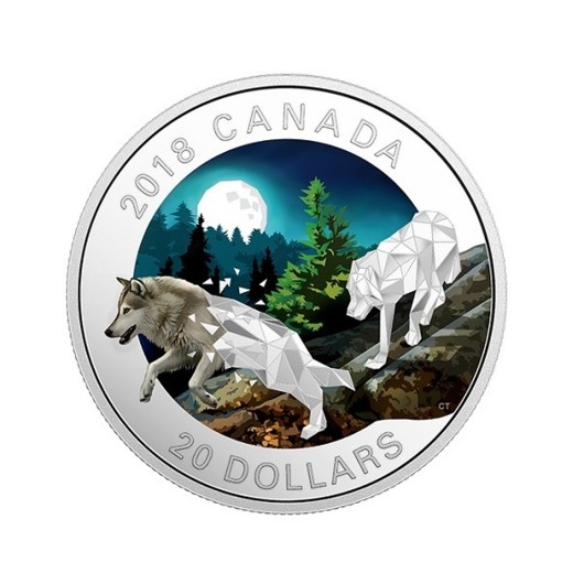 Geometrická fauna - Vlci stříbrná mince 1 oz proof