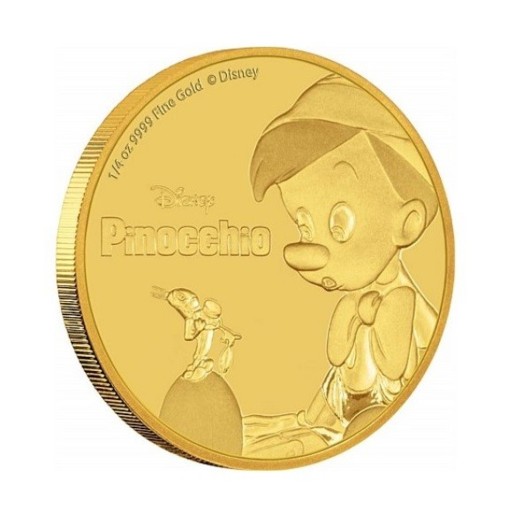 Walt Disney - Pinokio zlatá mince proof 1\/4 oz
