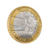 250. výročí objevitelské cesty Jamese Cooka stříbrná mince Proof Velká Británie
